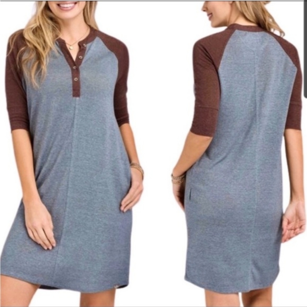 NWT Prana Cozy Up Henley Hemp Blend Shirt Dress Size M